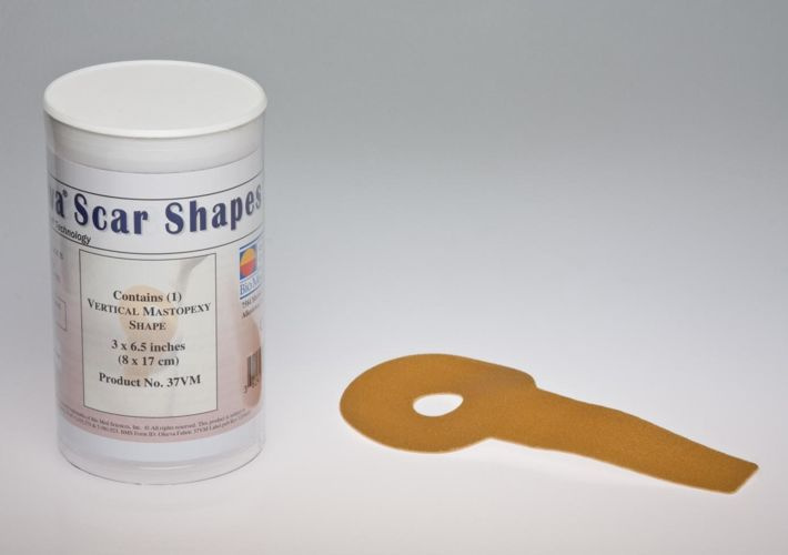 Opatrunek silikonowy Oleeva Fabric  / Kształt odwróconej mastopeksji  ( 7,6 cm  x 16,5 cm )